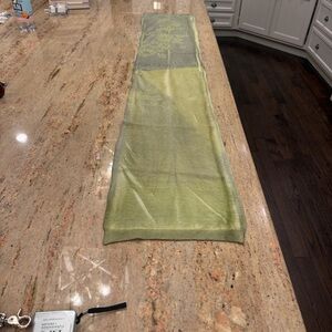 Marika Charles Cashmere Green and Blue Hues Silk Lined Scarf 62” x 11 1/2”